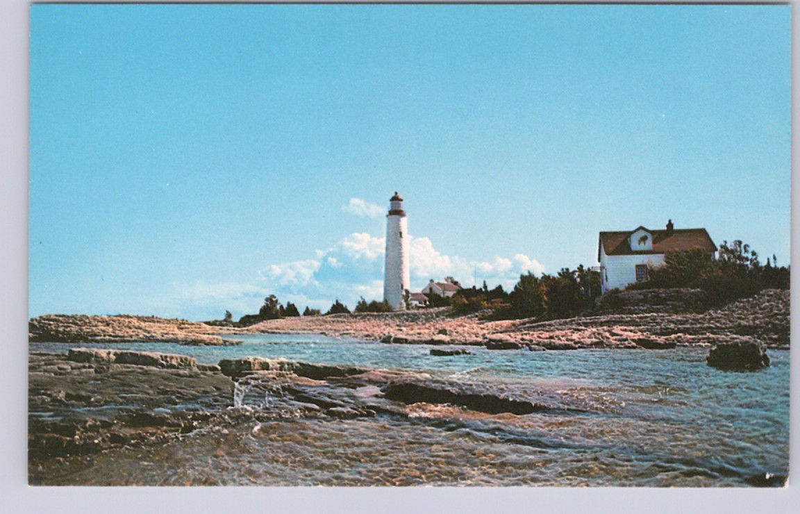 Lighthouse Cove Island Light Near Tobermory Ontario postcard