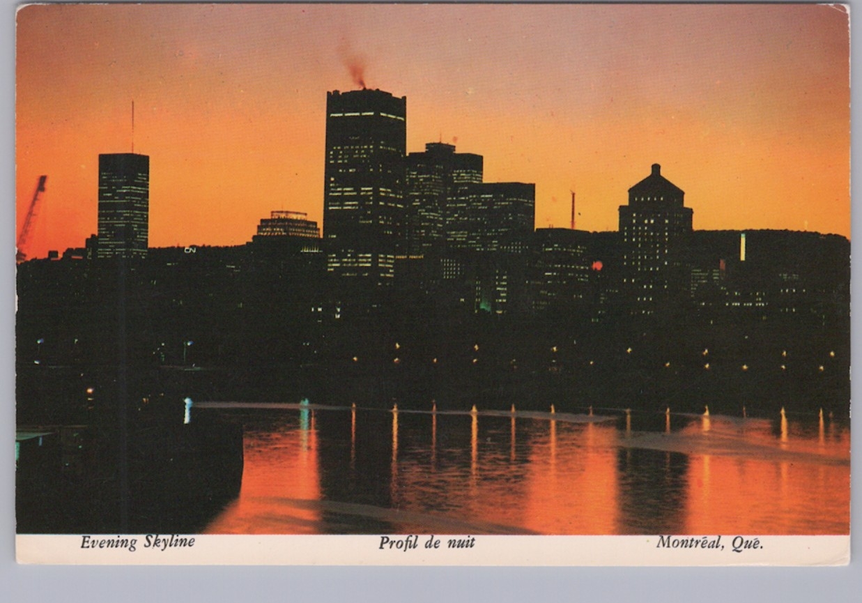 Evening Skyline Montreal Quebec postcard