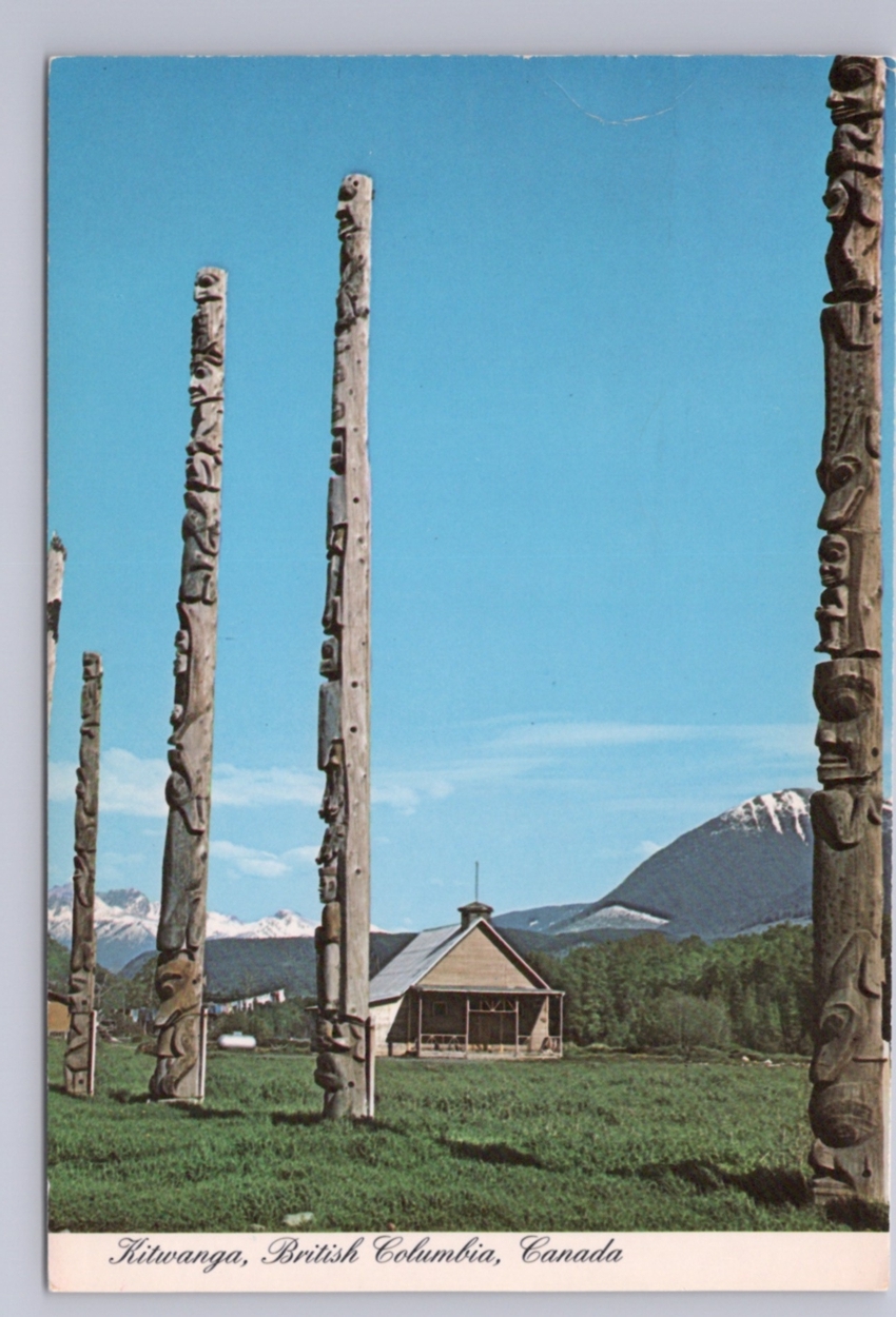 Totem Poles Kitwanga British Columbia postcard